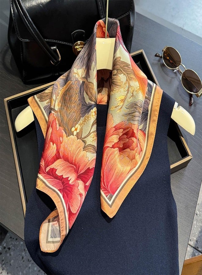 MEISEE 100% Mulberry Silk Scarfs Small Square Scarf 21" x 21" Neck Scarf Breathable Lightweight for Women Gift Packed, Peony in Bloom, samll - Image 2
