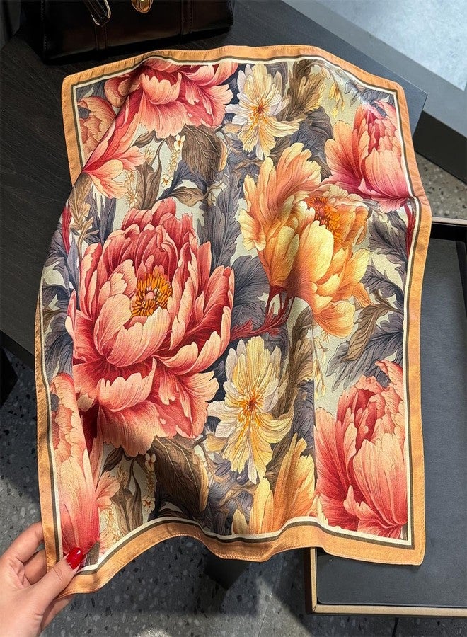 MEISEE 100% Mulberry Silk Scarfs Small Square Scarf 21" x 21" Neck Scarf Breathable Lightweight for Women Gift Packed, Peony in Bloom, samll - Image 5