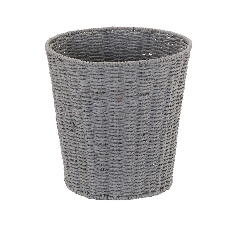 Household Essentials Grey ML7292 Wicker Waste Bin Small Trash Can for Bathroom and Office