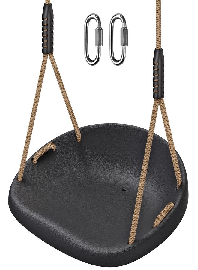 BeneLabel Heavy Duty Swing Seat with Adjustable Rope and Carabiners, Cushion Style Design Non-Slip Swing Seat, Playground Swing Set Accessories for Kids and Adults, Black - Image 1