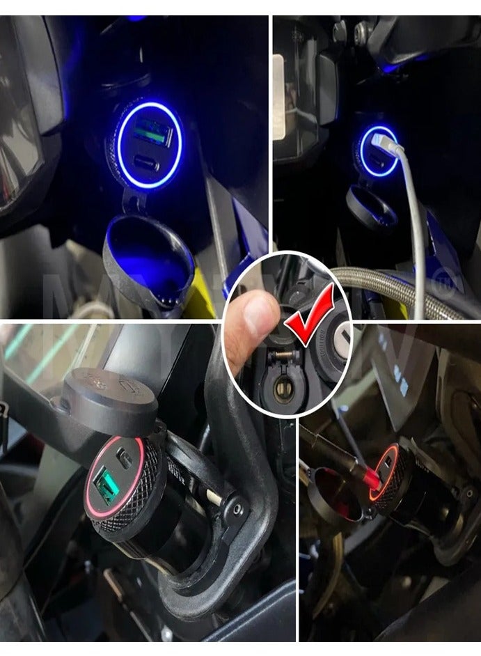 Aluminum alloy dual QC3.0 + QCPD suitable for BMW car motorcycle on-board charger fast charging car charger - Image 2