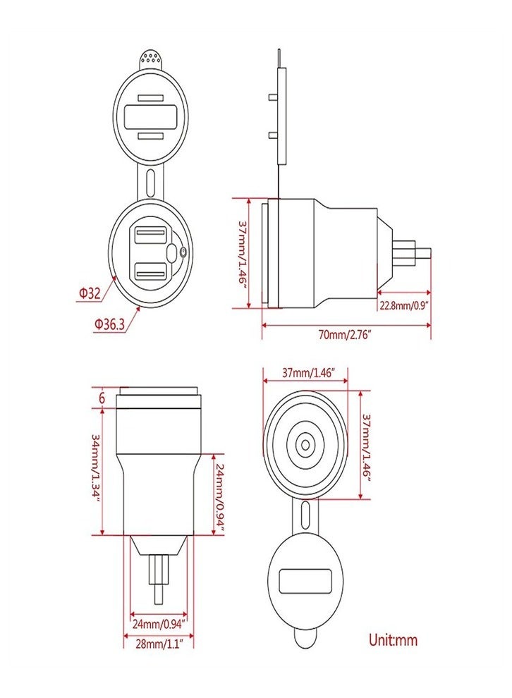 Aluminum alloy dual QC3.0 + QCPD suitable for BMW car motorcycle on-board charger fast charging car charger - Image 5