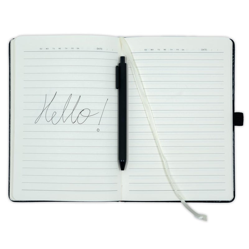 Kitabby – VIVID Notes with Pen | A5 Size | Hard Bound Notebook with Elastic Band & Pen Loop | 192 Pages | 80gsm Natural Shade Paper | Polymer Coated Paper Cover Material – (Black) - Image 3