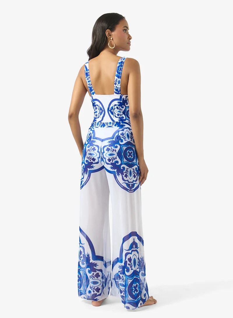 Soleira Monchrome Swimsuit With Mini Tie Up Skirt & Pant