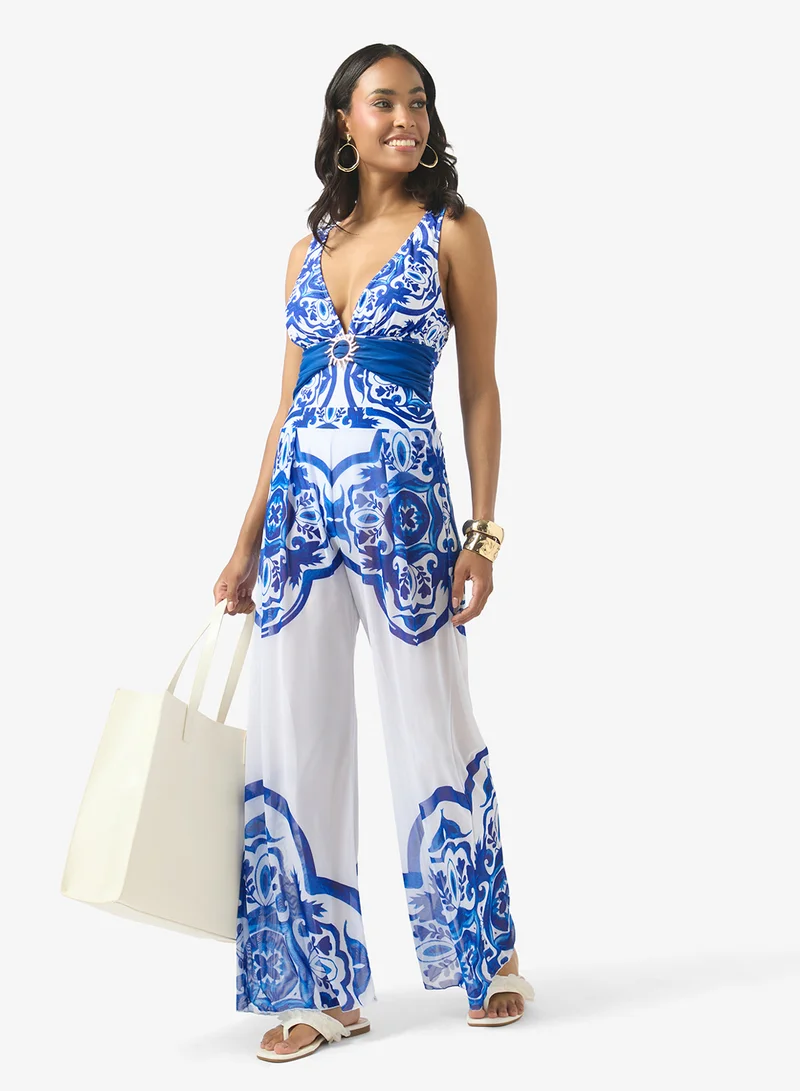 Soleira  Monchrome Swimsuit With Mini Tie Up Skirt & Pant for Women | Best Price UAE