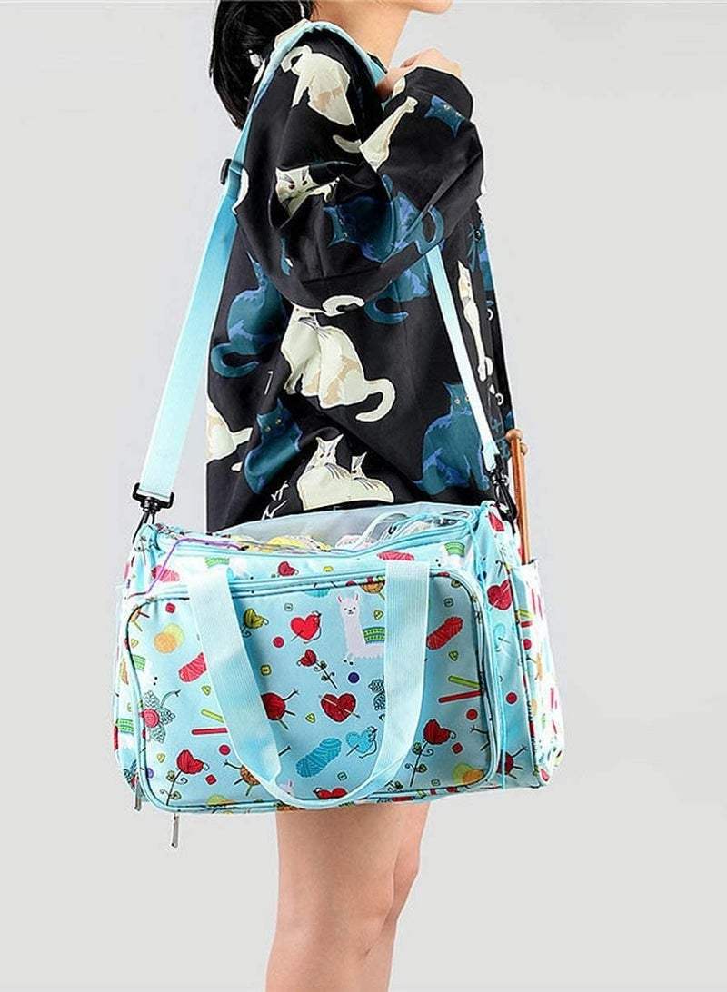 SYOSI Knitting Bag Printed Oxford Cloth Yarn Bag With Cover And Shoulder Strap For Knitting Needles Crochet Hooks And Other Accessories - Image 2