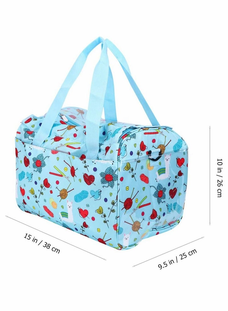 SYOSI Knitting Bag Printed Oxford Cloth Yarn Bag With Cover And Shoulder Strap For Knitting Needles Crochet Hooks And Other Accessories - Image 3
