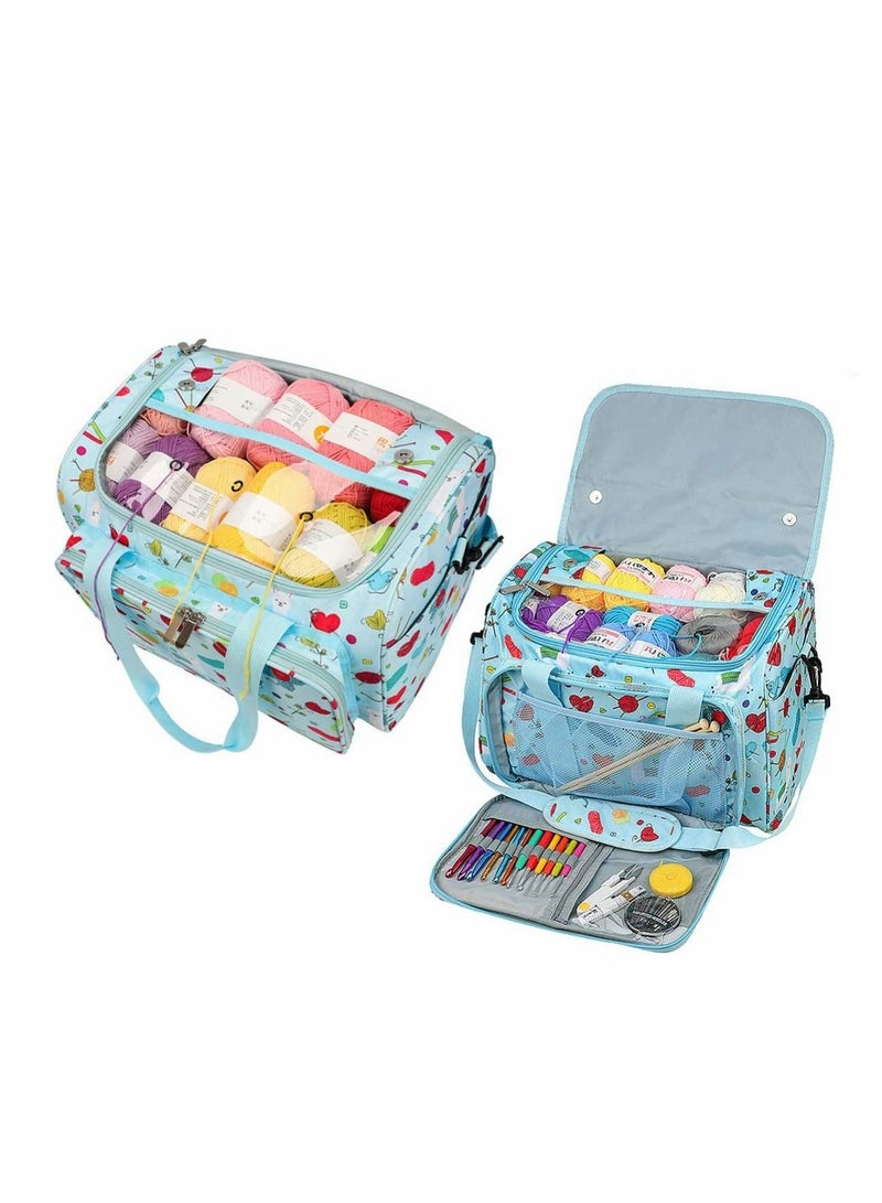SYOSI Knitting Bag Printed Oxford Cloth Yarn Bag With Cover And Shoulder Strap For Knitting Needles Crochet Hooks And Other Accessories - Image 1