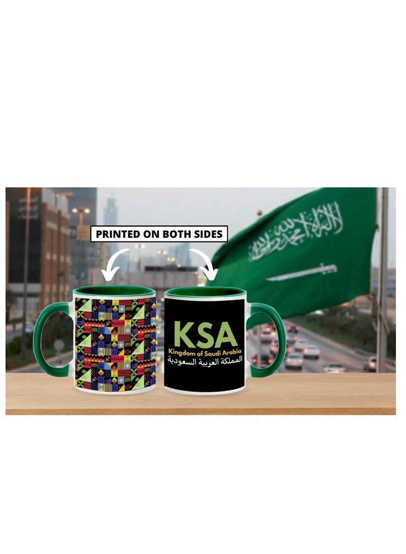 MEC KSA Kingdom Of Saudi Arabia Mug For Saudi National Day Printed Coffee Mug 11Oz Green Handle - Image 4