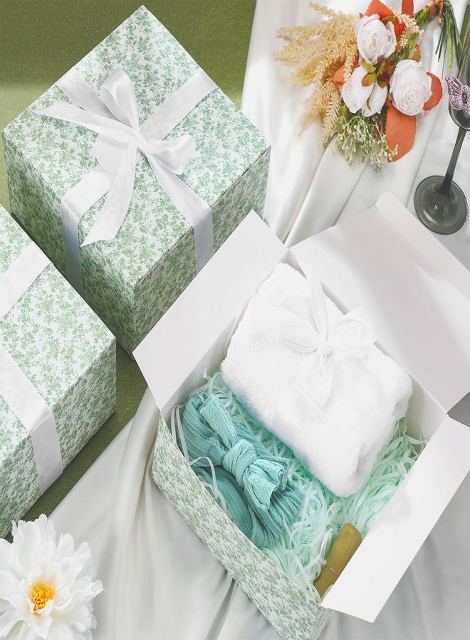 Faccito 8 Pack Green Floral Bridesmaid Proposal Gift Boxes 8 x 8 x 4 Inch Chinoiserie Flower Paper Boxes with Ribbon Label Card for Wedding Bridesmaid Gift Bridal Baby Shower Birthday Party Favor - Image 3
