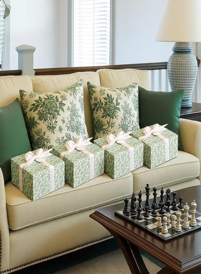 Faccito 8 Pack Green Floral Bridesmaid Proposal Gift Boxes 8 x 8 x 4 Inch Chinoiserie Flower Paper Boxes with Ribbon Label Card for Wedding Bridesmaid Gift Bridal Baby Shower Birthday Party Favor - Image 5