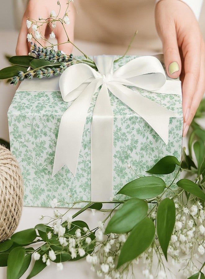 Faccito 8 Pack Green Floral Bridesmaid Proposal Gift Boxes 8 x 8 x 4 Inch Chinoiserie Flower Paper Boxes with Ribbon Label Card for Wedding Bridesmaid Gift Bridal Baby Shower Birthday Party Favor - Image 4