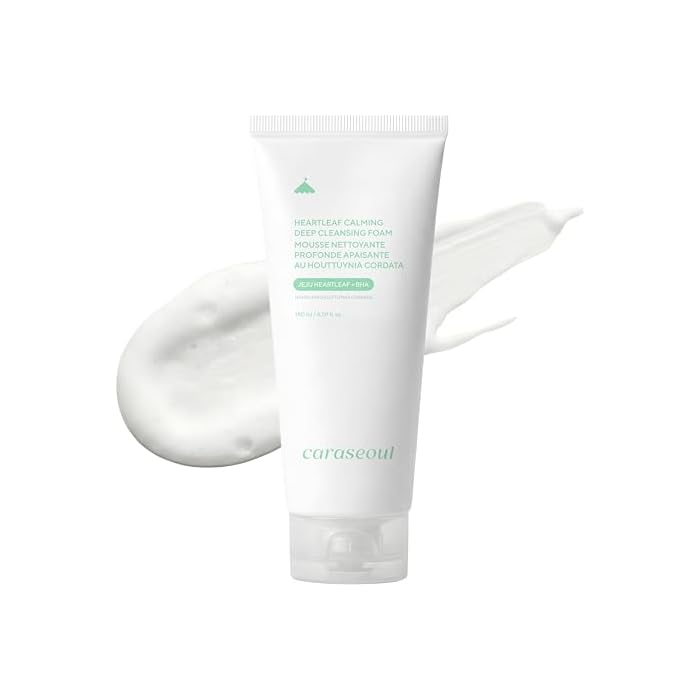 caraseoul Heartleaf Calming Deep Face Wash, Facial Cleanser for Double Cleansing, Hyaluronic Acid & BHA, Cleansing Foam, Gentle for Sensitive Skin, Korean Skin care (150ml/5.07 fl.oz)