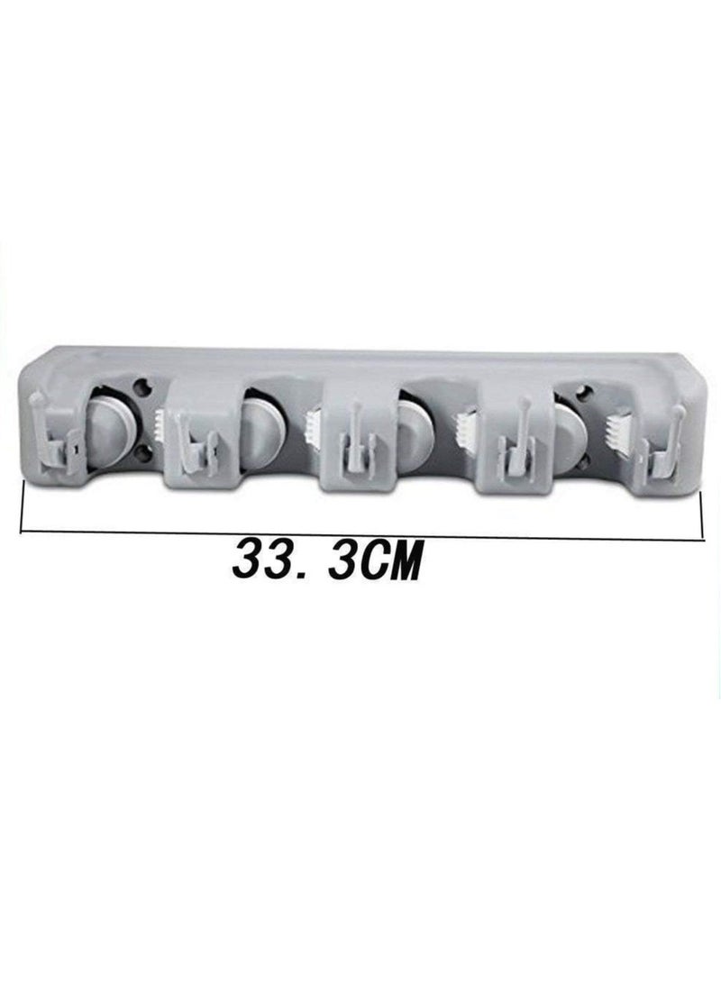 ELTRAZONE "Plastic Broom and Mop Holder – Wall-Mounted Organizer with 4 Slots and 5 Hooks, Holds Up to 9 Tools" - Image 3