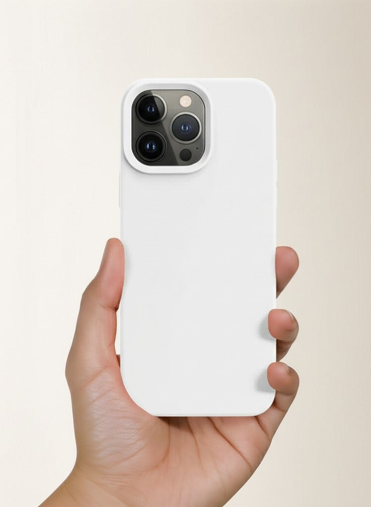 أكسسور  جراب سيليكون أبيض لهاتف iPhone 13 Pro (6.1 بوصة) - غطاء واقٍ ناعم الملمس مقاوم للصدمات، جراب هاتف متين مضاد للخدش لهاتف Apple iPhone - Image 2