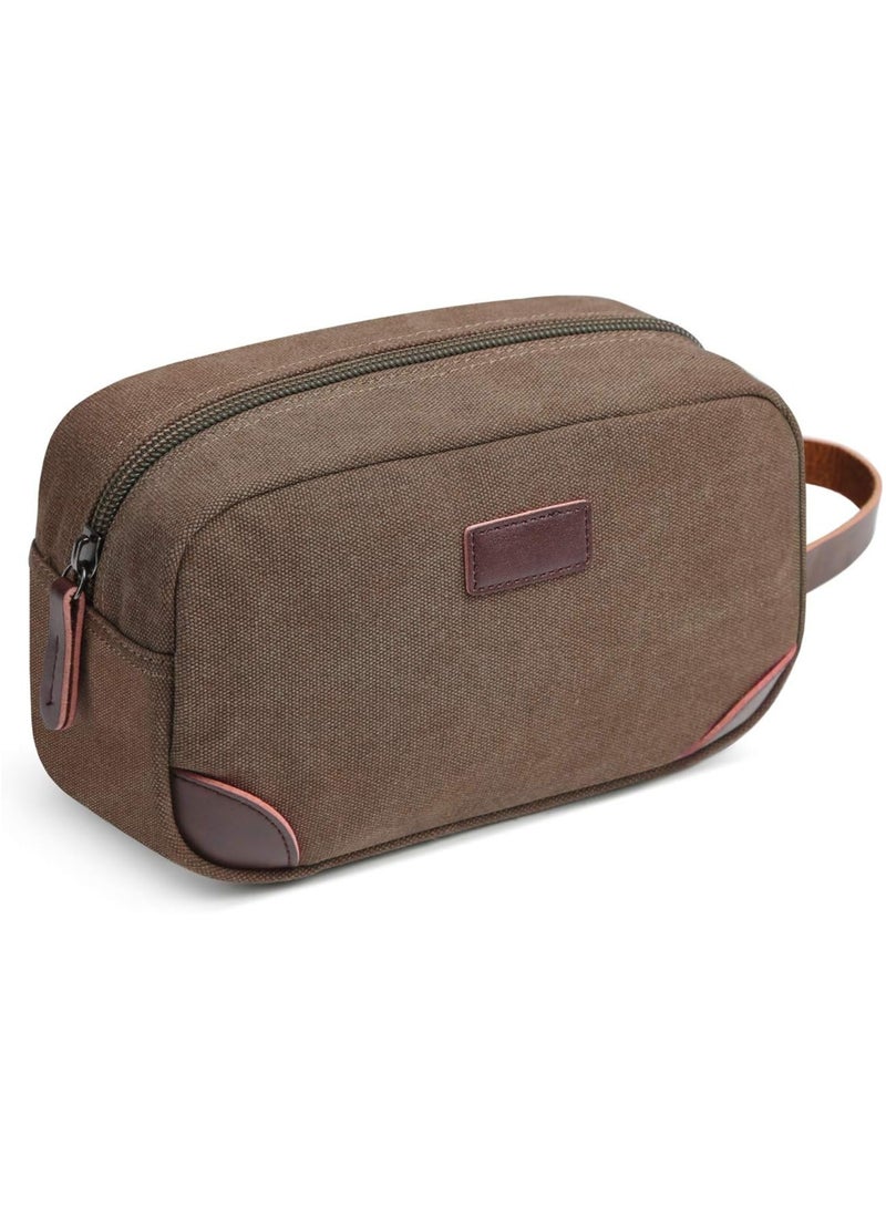بريمو بلس حقيبة أدوات الزينة للسفر، مجموعة تنظيم السفر للرجال، مجموعة أدوات الحلاقة، حقيبة الحمام، حقيبة تنظيم أدوات الزينة القماشية، منظم مستحضرات التجميل من القماش للمكياج والشامبو، بمقبض - Image 1