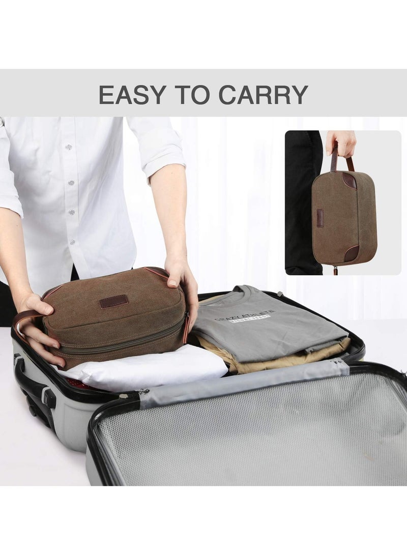 بريمو بلس حقيبة أدوات الزينة للسفر، مجموعة تنظيم السفر للرجال، مجموعة أدوات الحلاقة، حقيبة الحمام، حقيبة تنظيم أدوات الزينة القماشية، منظم مستحضرات التجميل من القماش للمكياج والشامبو، بمقبض - Image 4