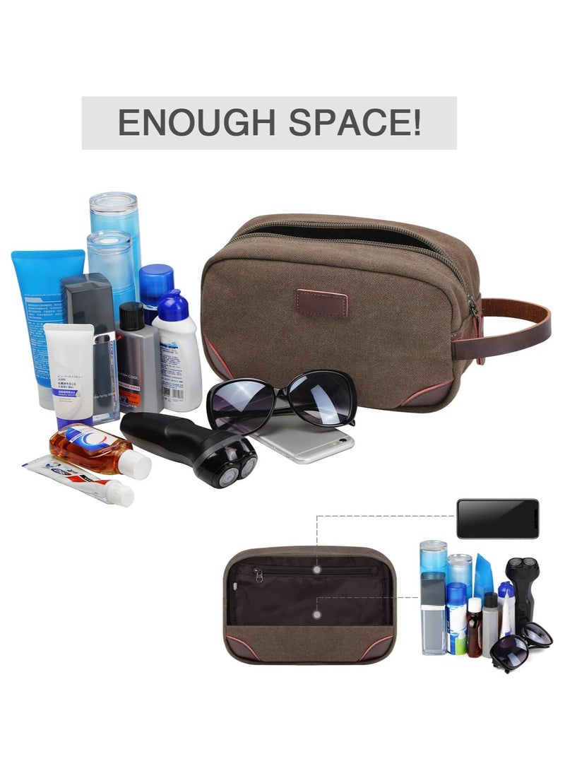 بريمو بلس حقيبة أدوات الزينة للسفر، مجموعة تنظيم السفر للرجال، مجموعة أدوات الحلاقة، حقيبة الحمام، حقيبة تنظيم أدوات الزينة القماشية، منظم مستحضرات التجميل من القماش للمكياج والشامبو، بمقبض - Image 3