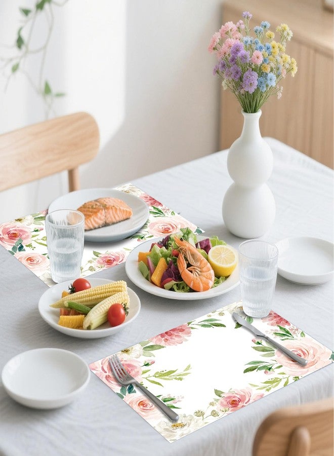 KOPOOEOE 50 Pcs Spring Floral Paper Placemats, 11x16 Inch Watercolor Flowers Disposable Placemats Pink Roses Spring Summer Table Mats for Wedding Birthday Home Party Table Settings Supplies - Image 5
