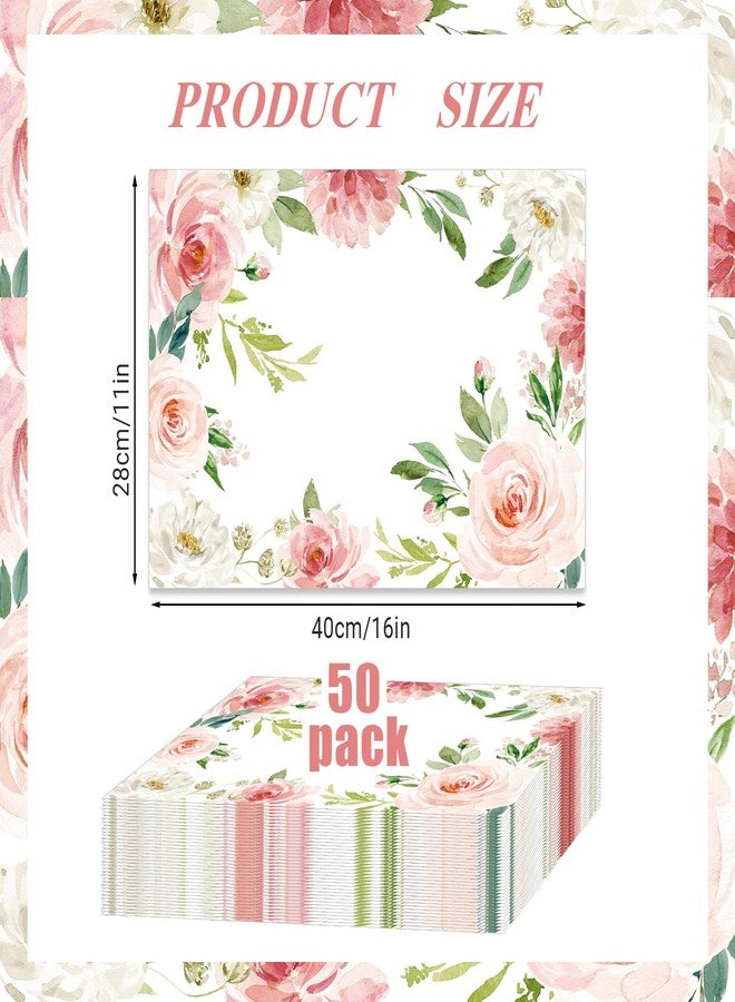 KOPOOEOE 50 Pcs Spring Floral Paper Placemats, 11x16 Inch Watercolor Flowers Disposable Placemats Pink Roses Spring Summer Table Mats for Wedding Birthday Home Party Table Settings Supplies - Image 2