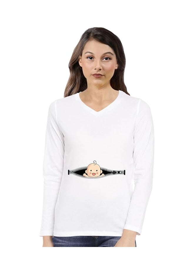 OPLU Store Women's Regular Fit Cotton Graphic Printed T Shirt.  ,White,L - Image 1