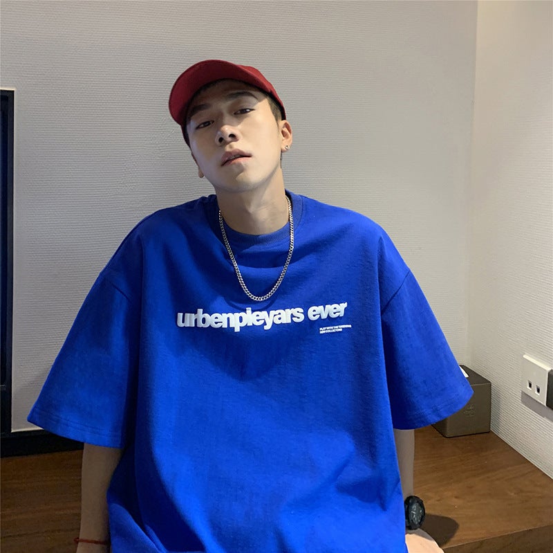 Klein Blue Short-sleeved T-shirt Men's Korean-style Fashionable Brand Summer Loose All-match ins High Street Top Half-sleeved T-shirt - Image 2