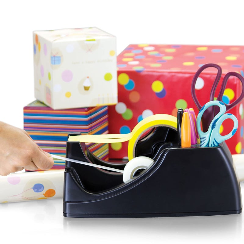 Officemate Recycled 2-in-1 Heavy Duty Tape Dispenser, 1" and 3" Cores, Black (96690) - Image 5