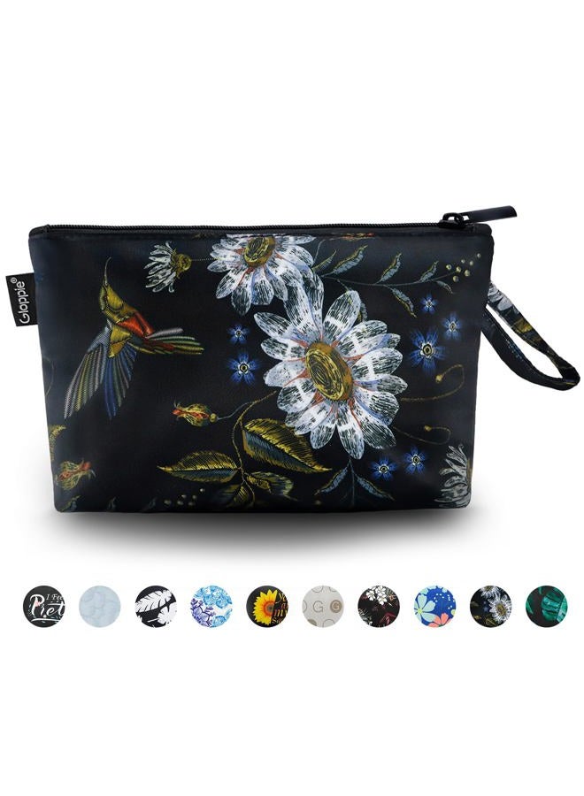 Gloppie Sunscreen Bag Small Makeup Bags for Purse Zipper Makeup Pouch Waterproof Cosmetic Bag Purse Essentials Hummingbird Daisy - Image 1