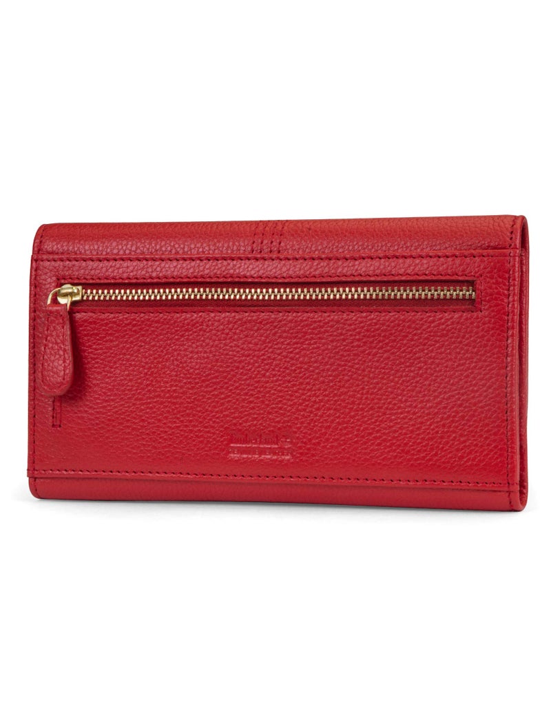 Timberland Leather RFID Flap Wallet Clutch Organizer, Cherry (Pebble) - Image 3