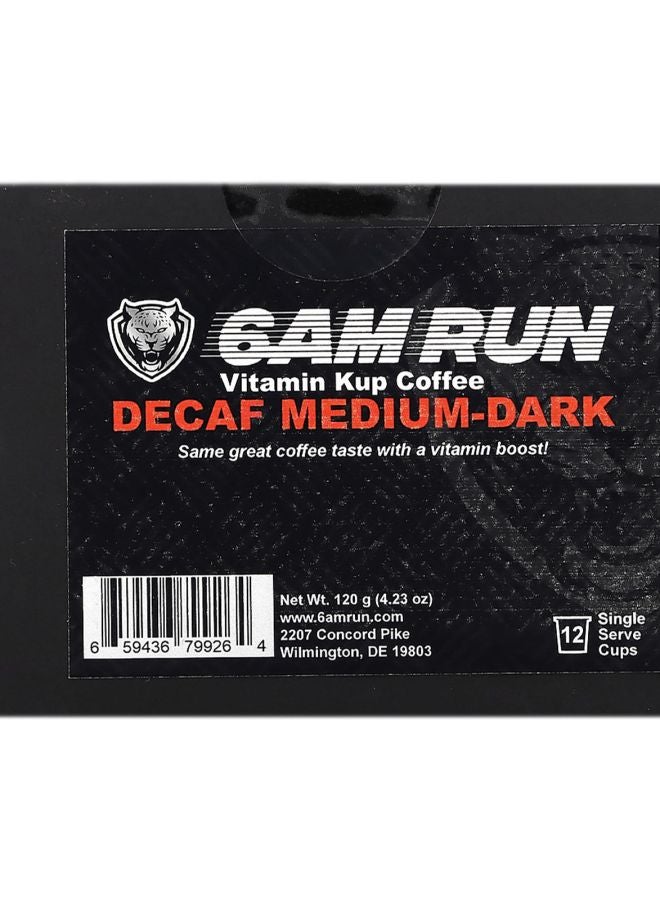 Vitamin Kup Coffee Medium-Dark Decaf 12 Single Serve Cups 4.23 Oz 120 G