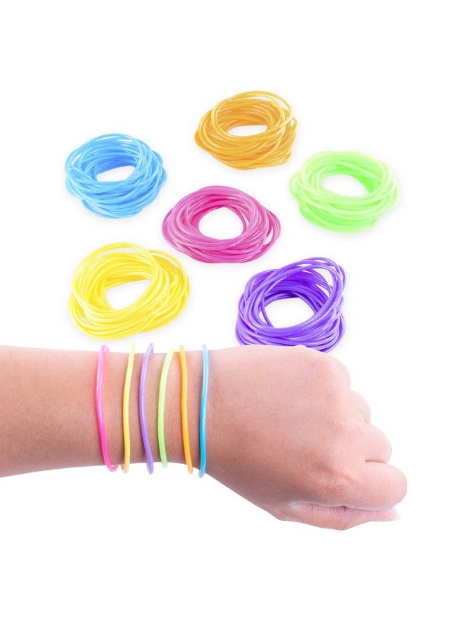 Super Z Outlet 80S Colorful Retro Rock Pop Star Rainbow Diva Disco Jelly Neon Gel Stretchable Bracelets Bands For Theme Events, Colorful Assortment, Assorted Toy Party Favor Prizes (Assorted 144Pk)  - Image 1
