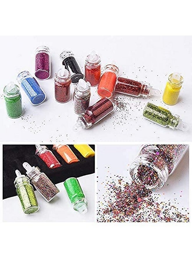 Qumeidie 3D Glitter Set Of Nail Decoration (Multicolor) - Set Of 48 Bottles  - Image 2