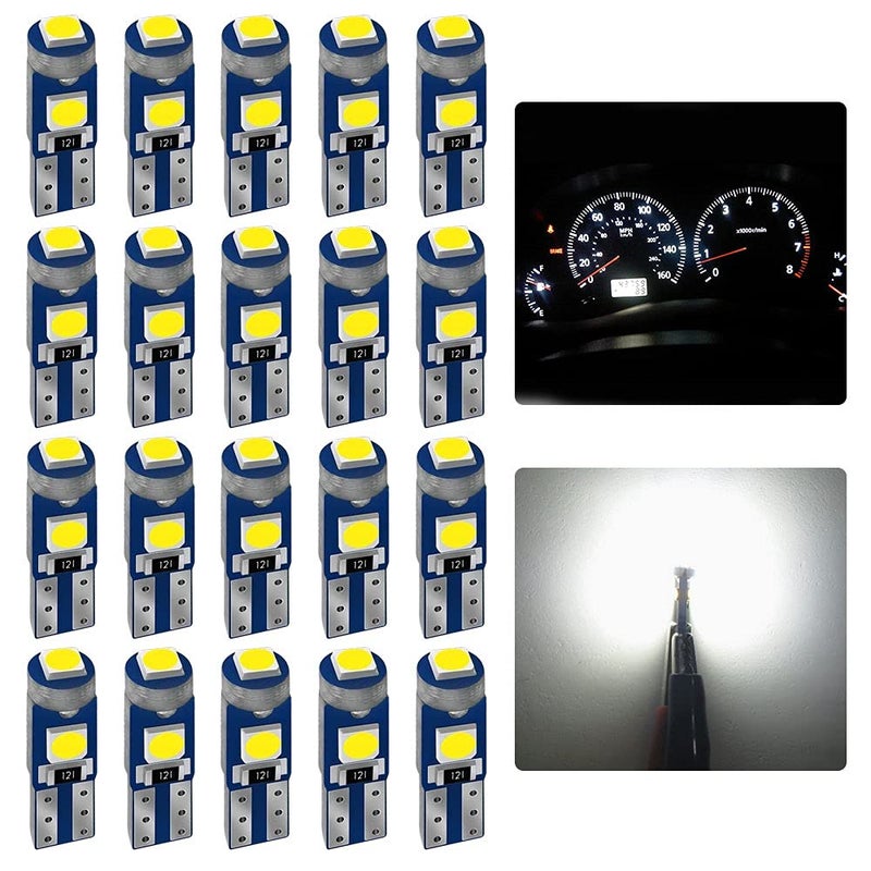 أضواء لوحة العدادات LED T5 من AUXLIGHT - 20 قطعة مع شرائح 3030 بدائل 74 37 27 17 2721 للداخلية