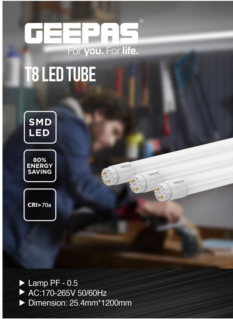 GEEPAS - T8 LED Tube Light, 2200 Lumens and 6500 K Color Temperature, Slim Design, Light and Simple Perfect for Home and Office Use - Image 1