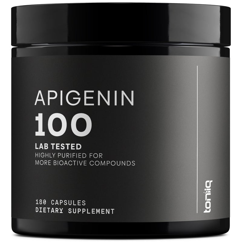 Toniiq Ultra High Strength Apigenin - 100mg Concentrated Formula - 98%+ Highly Purified - 180 Vegetarian Capsules - Image 1