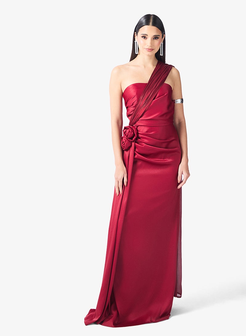 Namshi x Off Shoulder Draped Dress with Trail - Image 1