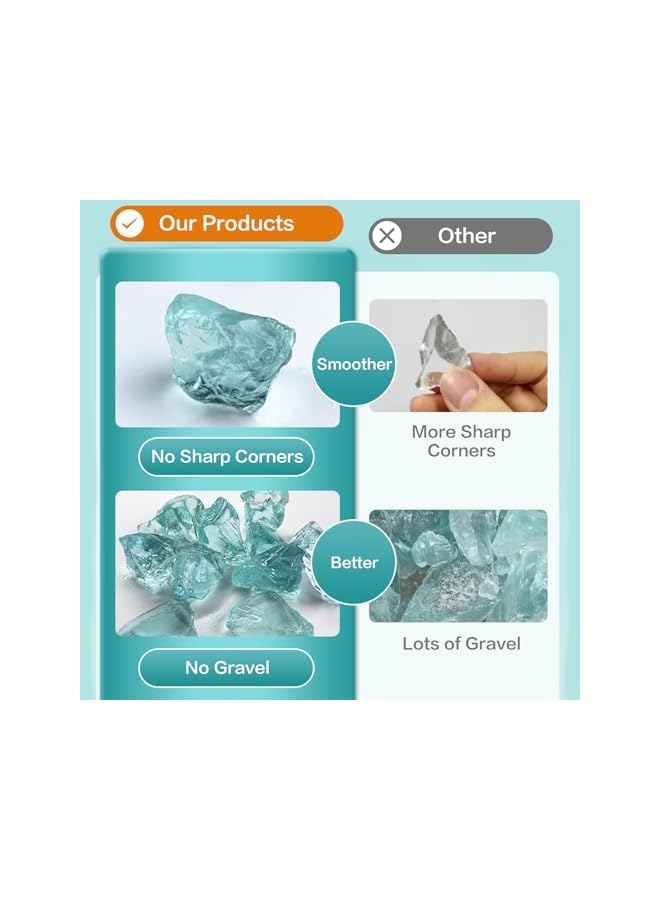 The Bros حجر كريستال أزرق لتزيين أحواض السمك، رمل كريستالي أزرق جليدي للإبداع، زجاج بحر أزرق نابض بالحياة غير مطلي لملء المزهريات (1 كجم/2.2 رطل) - Image 5