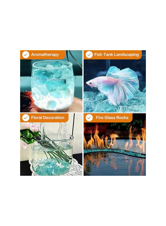 The Bros حجر كريستال أزرق لتزيين أحواض السمك، رمل كريستالي أزرق جليدي للإبداع، زجاج بحر أزرق نابض بالحياة غير مطلي لملء المزهريات (1 كجم/2.2 رطل) - Image 3