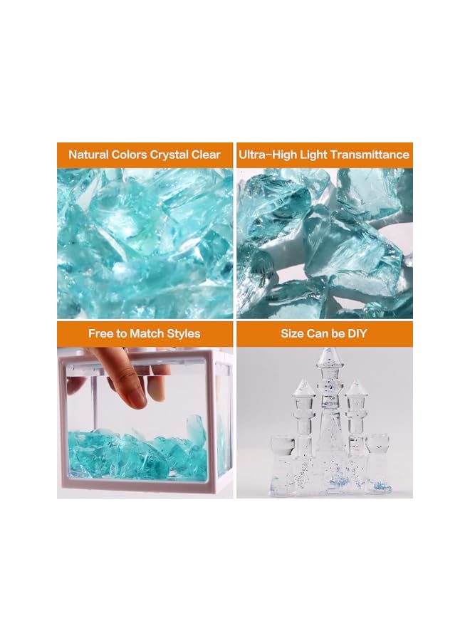 The Bros حجر كريستال أزرق لتزيين أحواض السمك، رمل كريستالي أزرق جليدي للإبداع، زجاج بحر أزرق نابض بالحياة غير مطلي لملء المزهريات (1 كجم/2.2 رطل) - Image 4