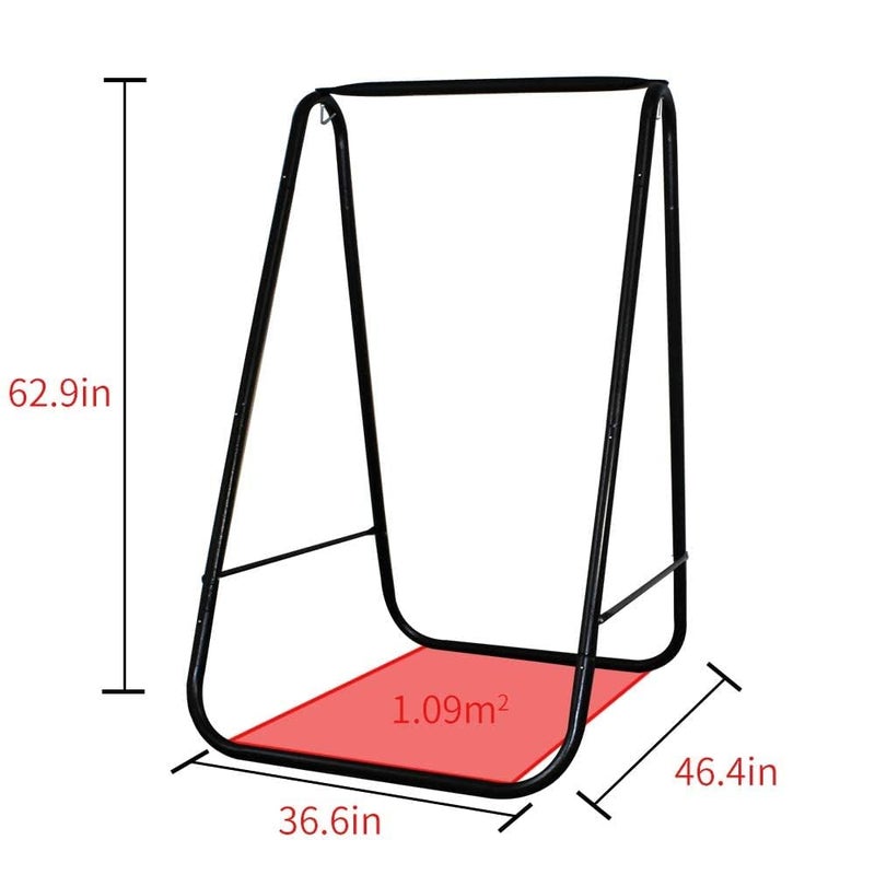 PIRNY Hammock Chair Stand with Large Hanging Padded Indoor Swing,Easy to Assemble Sturdy Hammock Chair with Stand,MAX Capacity up to 500 LBS,Heavy-Duty Steel Hammock Stand for Indoor Outdoor(White) - Image 3