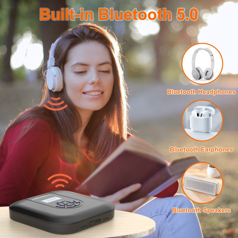 MONODEAL CD Player Portable, MONODEAL Bluetooth CD Player with Speakers and FM Transmitter, Rechargeable 1800mAh Player for Car and Home with LED Screen - Image 2