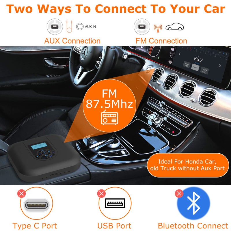 MONODEAL CD Player Portable, MONODEAL Bluetooth CD Player with Speakers and FM Transmitter, Rechargeable 1800mAh Player for Car and Home with LED Screen - Image 3