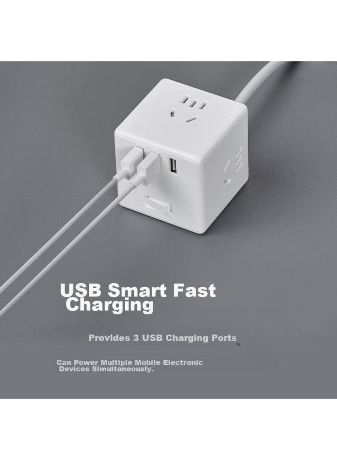 M I Xiaomi Mijia Cube Converter/wired Usb Socket/power Strip/extension Cord/3-outlet Power Strip, 1.5 Meters Long - Image 2