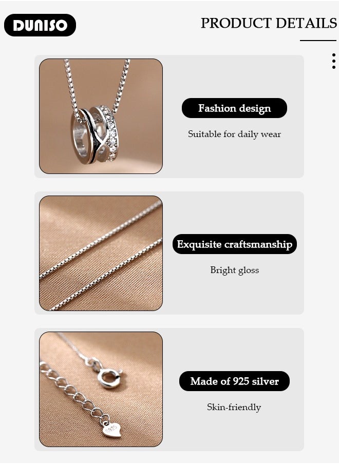 DUNISO 925 Pure Silver Necklace, Fashion Dainty Necklace, Jewelry Hypoallergenic Necklace,  Ideal Gift for Women, Girls, Valentines, Mother's Day, Birthday Gifts  - Image 2