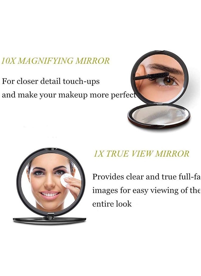 LENND - Handheld Travel Makeup Mirror with Powerful 10x Magnification and 1x True View Mirror for Travel - Image 1
