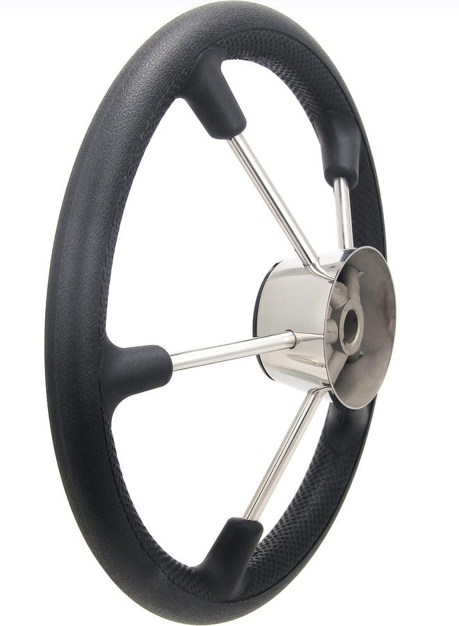 Mojiate 13.5" Boat Steering Wheel with PU Foam Cover, Stainless Steel Marine Steering Wheel, Universal Fit for Small to Mid-Sized Boats, Fishing & Pontoon Boats - Image 2