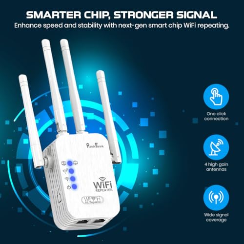 PunnkFunnk Wireless WiFi Extender 2.4GHz | 300Mbps Internet Signal Booster | 4 Antennas, 2 LAN Ports, Plug & Play | Supports Router & Access Point Mode - Image 2