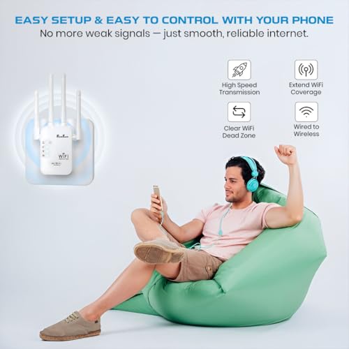 PunnkFunnk Wireless WiFi Extender 2.4GHz | 300Mbps Internet Signal Booster | 4 Antennas, 2 LAN Ports, Plug & Play | Supports Router & Access Point Mode - Image 5