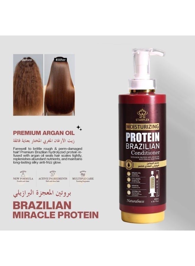 STARPLEX Shampoo 800ml - Brazilian Protein & Moisturizing Shampoo for Women | Argan Oil, Keratin, Collagen & Jojoba | Anti-Hair Fall & Hair Growth Strengthening | Salon Professional for All Hair Types - Image 4