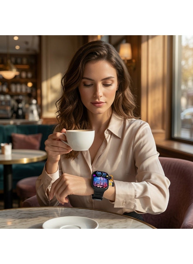 Smartberry C99 Plus 2.06 Inch AMOLED HD Smart Watch with Rotating Pull HD Camera, Dual Watch Straps, 750mAh Battery, WiFi Bluetooth GPS Support, Full Touch Screen, Fitness Tracking, Calling Smartwatch for Android Black - Image 4
